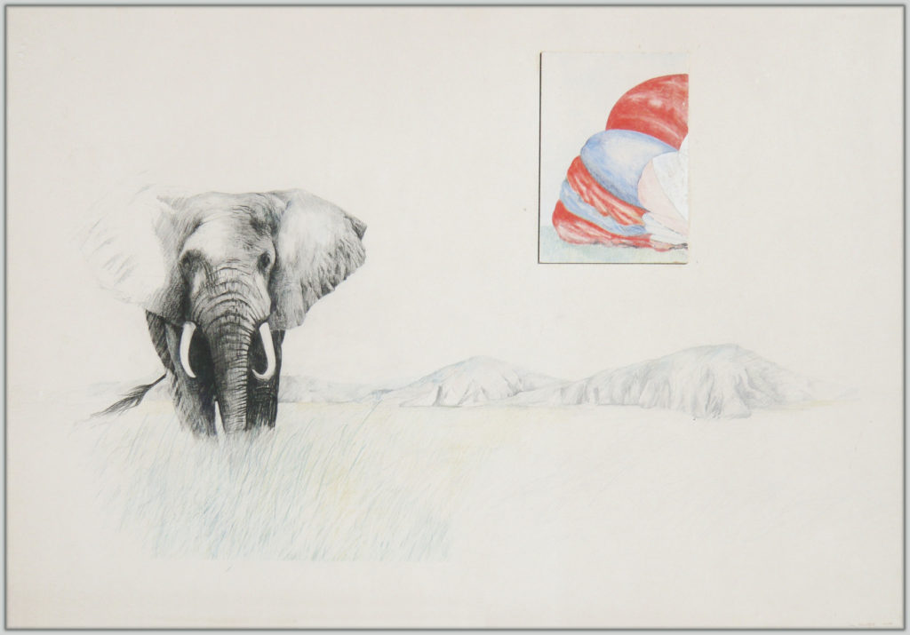 Pierre Courtois · " D'une chaine à l'autre" · crayon et aquarelle · 69 x 100 cm · 1974