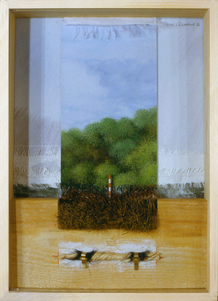 Pierre Courtois · "Jalon dans la nature", technique mixte · 30 x 22 x 4 · 1983