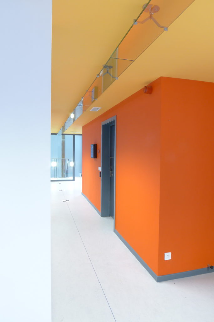 Pierre Courtois. Point à la ligne, Intégration couvrant 3 niveaux (sols, murs, plafonds) de la nouvelle bibliothèque de la Région wallonne, Jambes (BE). Détail - 2011