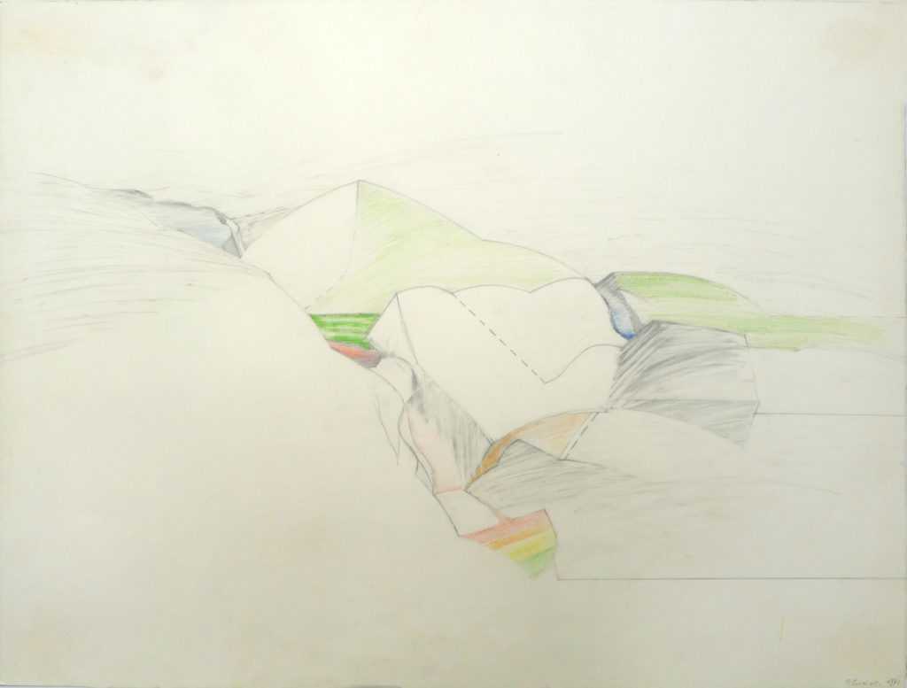 Pierre Courtois . Etude de paysage · technique mixte sur papier · 53 x 73 cm · 1971