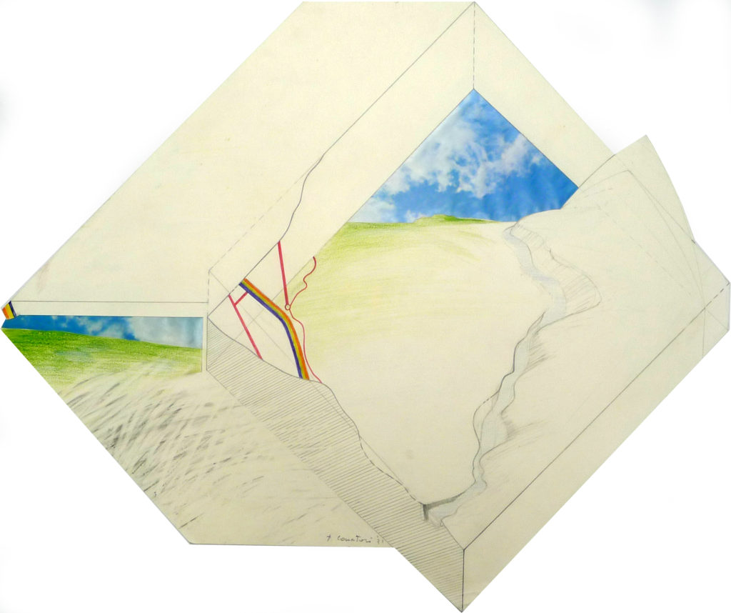 Pierre Courtois . Etude de paysage · technique mixte sur papier découpé · 1971